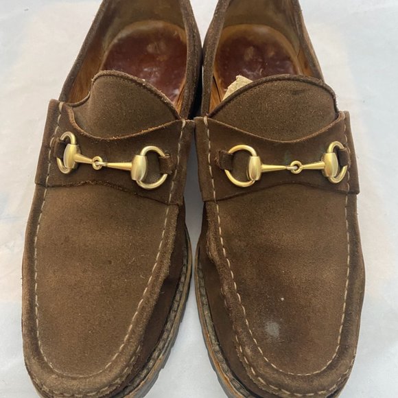 Gucci Brown Suede Horsebit Loafers - Men's Sz 9